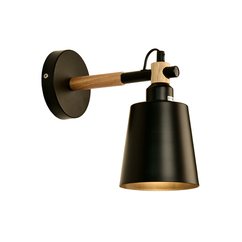 Monochrome Bucket Wall Light One Head Nordic Style Metal Sconce Light for Restaurant Clearhalo 'Wall Lamps & Sconces' 'Wall Lights' Lighting' 182663