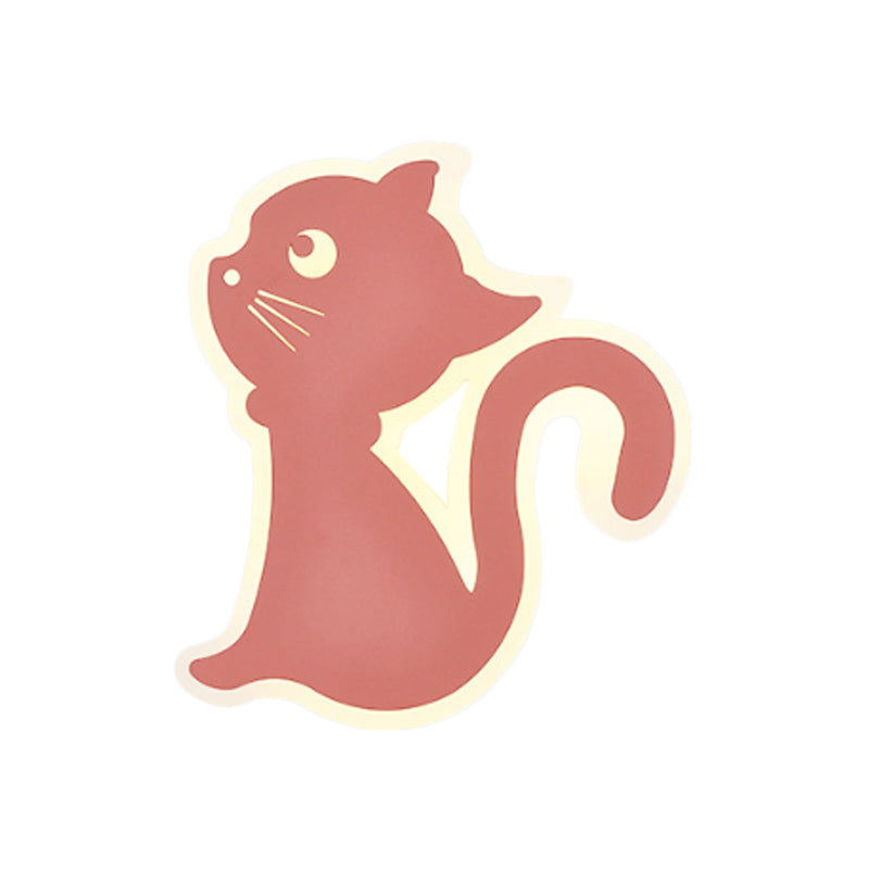 Metal Slim Kitten Wall Light Animal Macaron Colored Wall Sconce for Bedroom Kindergarten Clearhalo 'Wall Lamps & Sconces' 'Wall Lights' Lighting' 183224