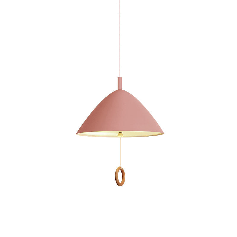 Living Room Conical Pendant Lamp Metal 1 Bulb Macaron Loft Suspension Light Clearhalo 'Ceiling Lights' 'Pendant Lights' 'Pendants' Lighting' 183676