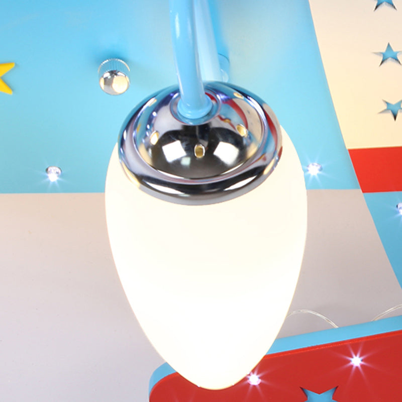 Wood Propeller Plane Flush Mount Light Baby Bedroom Cartoon Ceiling Light in Blue Clearhalo 'Ceiling Lights' 'Close To Ceiling Lights' 'Close to ceiling' 'Flush mount' Lighting' 184919