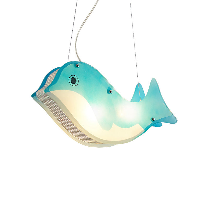 Modern Fish Hanging Light Metal Two Lights Blue Ceiling Pendant for Girls Bedroom Clearhalo 'Ceiling Lights' 'Pendant Lights' 'Pendants' Lighting' 185019