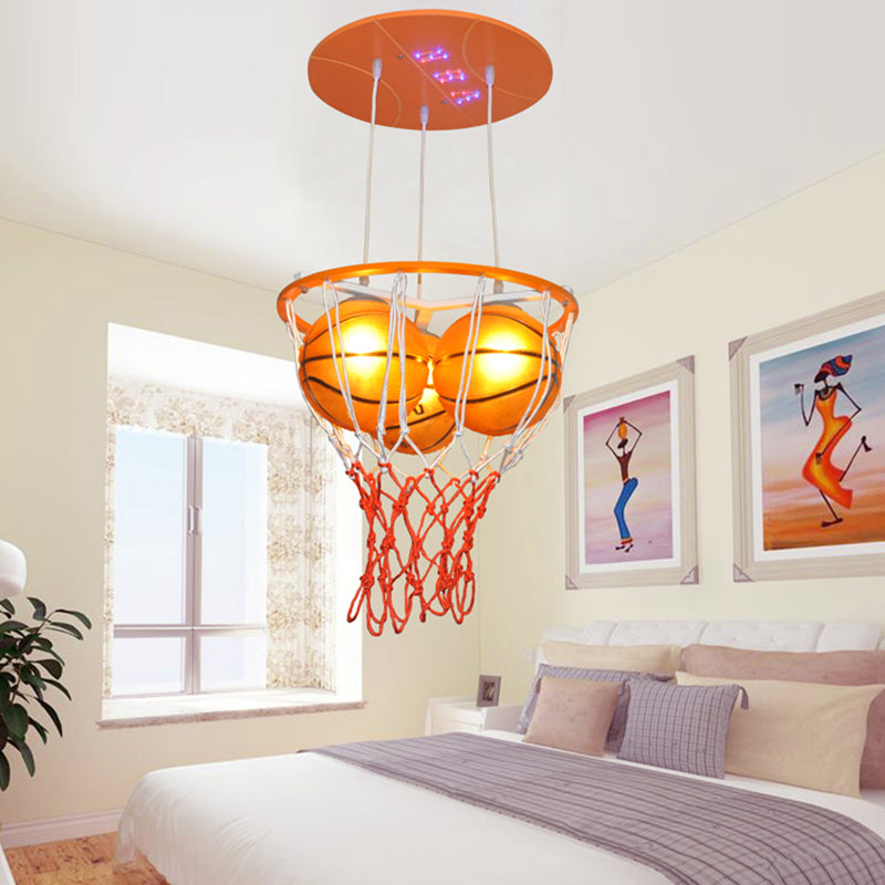 Glass Basketball Pendant Light Boys Bedroom 3 Lights Sport Style Pendant Lamp Clearhalo 'Ceiling Lights' 'Close To Ceiling Lights' 'Glass shade' 'Glass' 'Pendant Lights' 'Pendants' Lighting' 185137