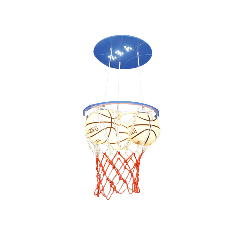 Glass Basketball Pendant Light Boys Bedroom 3 Lights Sport Style Pendant Lamp Clearhalo 'Ceiling Lights' 'Close To Ceiling Lights' 'Glass shade' 'Glass' 'Pendant Lights' 'Pendants' Lighting' 185143