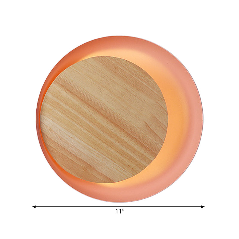 Pink Eclipse View Wall Light Macaron Loft Wood LED Wall Lamp for Stair Bathroom Clearhalo 'Wall Lamps & Sconces' 'Wall Lights' Lighting' 185288