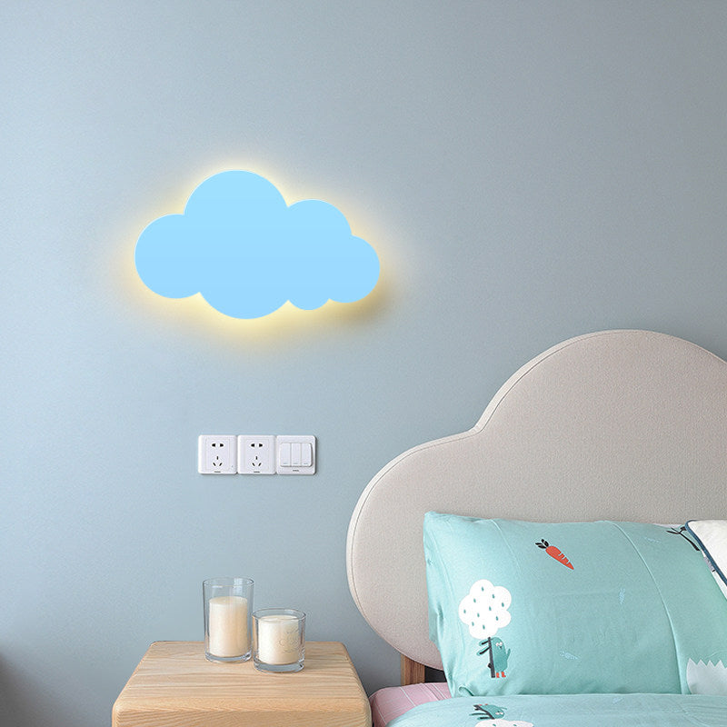 Macaron Style Cloud Wall Sconce Metal Undertint LED Wall Lamp for Kid Bedroom Clearhalo 'Wall Lamps & Sconces' 'Wall Lights' Lighting' 185325