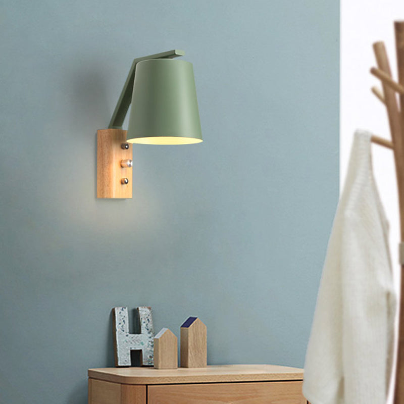 Bucket Nursing Room Wall Sconce Metal 1 Bulb Macaron Loft Candy Colored Wall Light Clearhalo 'Wall Lamps & Sconces' 'Wall Lights' Lighting' 185418