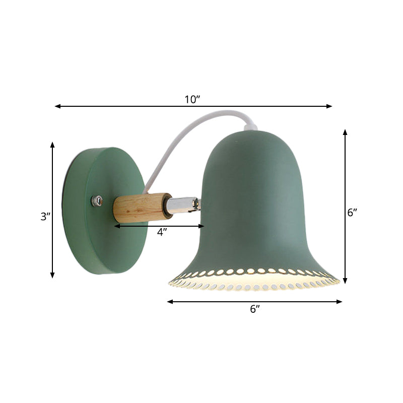 Single Light Bell Sconce Light Rotatable Macaron Loft Metal Wall Lamp for Child Bedroom Clearhalo 'Wall Lamps & Sconces' 'Wall Lights' Lighting' 185449