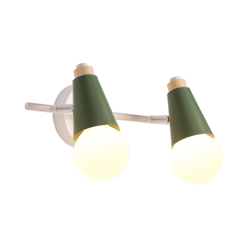 Corridor Child Bedroom Conical Sconce Light Metal Two Lights Metal Wall Light Clearhalo 'Wall Lamps & Sconces' 'Wall Lights' Lighting' 185846