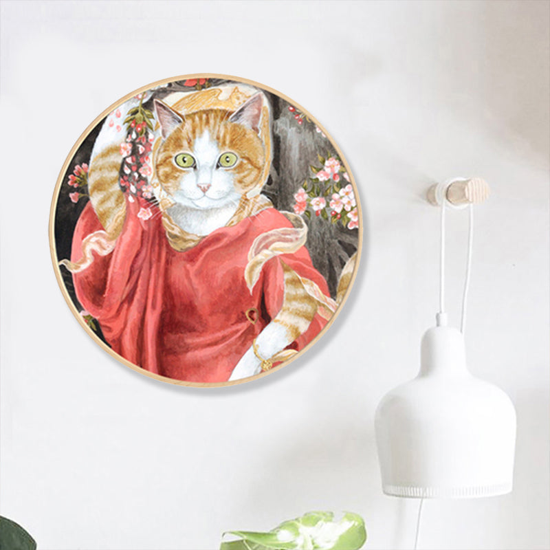 Textured Personified Cat Wrapped Canvas Pop Art Style Wall Decor for Girls Bedroom Clearhalo 'Arts' 'Canvas Art' 1860246