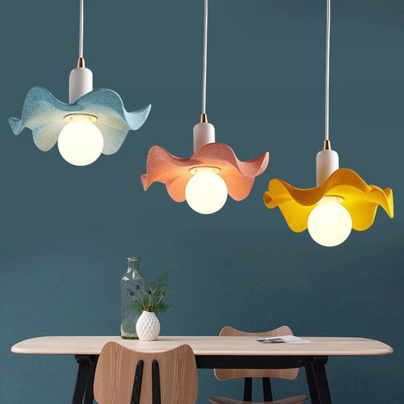 Macaron Style Floral Pendant Lamp Resin Single Light Suspension Light for Kid Bedroom Clearhalo 'Ceiling Lights' 'Pendant Lights' 'Pendants' Lighting' 186181