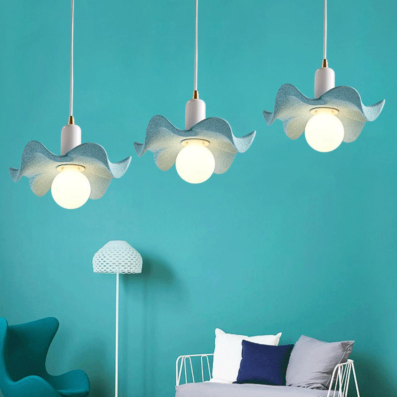 Macaron Style Floral Pendant Lamp Resin Single Light Suspension Light for Kid Bedroom Clearhalo 'Ceiling Lights' 'Pendant Lights' 'Pendants' Lighting' 186183