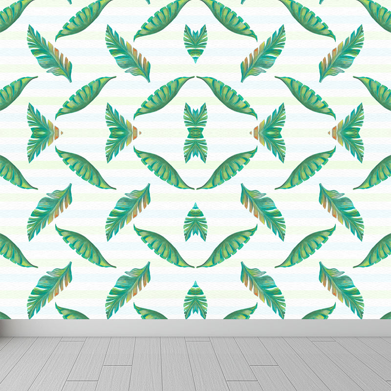 Botanical Leaves Mural Wallpaper Tropical Style Non-Woven Material Wall Covering Clearhalo 'Wall Decor' 'Wall Mural' 1864137