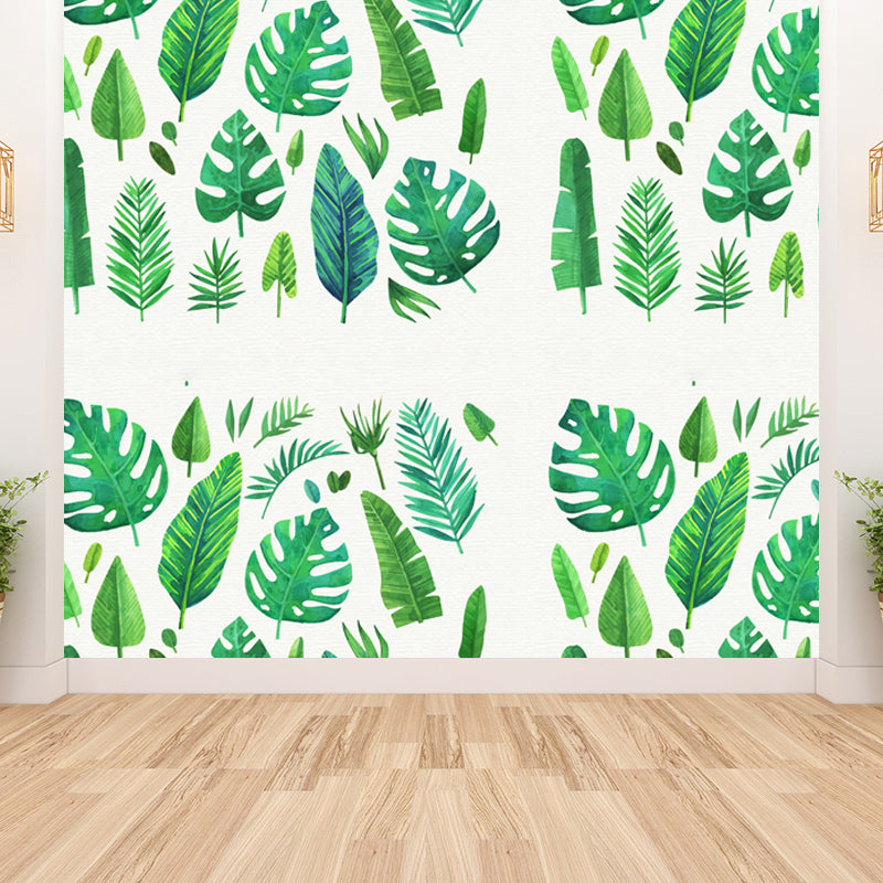 Stain-Proof Leaves Print Mural Tropical Non-Woven Wall Art, Custom Size Available Clearhalo 'Wall Decor' 'Wall Mural' 1864313