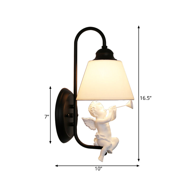 Child Bedroom Little Angel Wall Light with Tapered Shade Metal Single Head Sconce Light Clearhalo 'Wall Lamps & Sconces' 'Wall Lights' Lighting' 186457