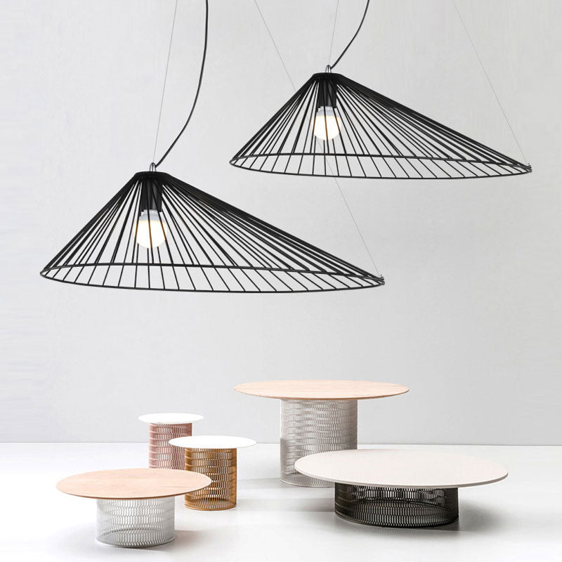 Wire Caged Drop Ceiling Light 1 Bulb Modern Simple Hanging Pendant in Black for Dining Room Black Clearhalo 'Ceiling Lights' 'Modern Pendants' 'Modern' 'Pendant Lights' 'Pendants' Lighting' 186538