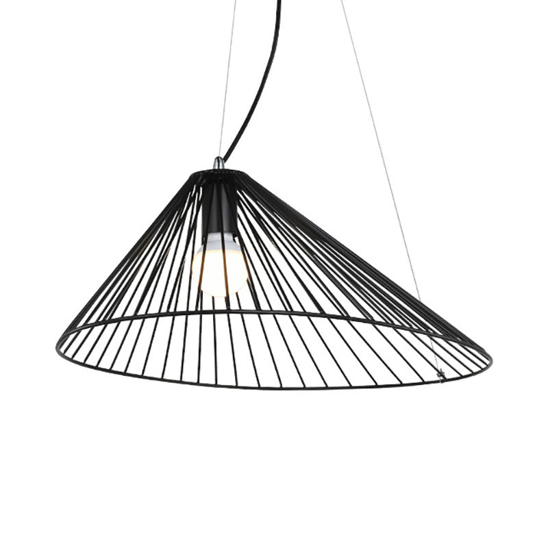 Wire Caged Drop Ceiling Light 1 Bulb Modern Simple Hanging Pendant in Black for Dining Room Clearhalo 'Ceiling Lights' 'Modern Pendants' 'Modern' 'Pendant Lights' 'Pendants' Lighting' 186540