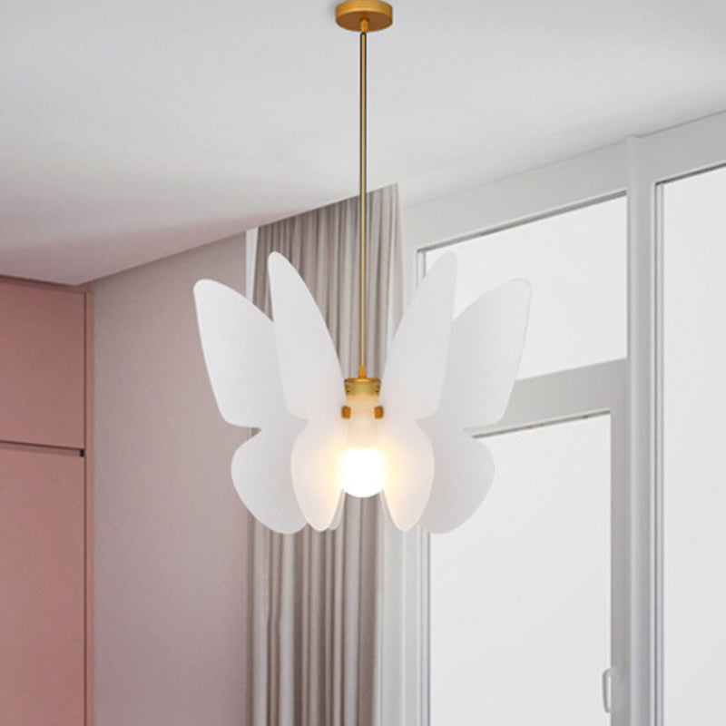 Butterfly Ceiling Hang Fixture Modern Acrylic Single Head Dinning Room Pendant Light Kit in White White Clearhalo 'Ceiling Lights' 'Modern Pendants' 'Modern' 'Pendant Lights' 'Pendants' Lighting' 1865449