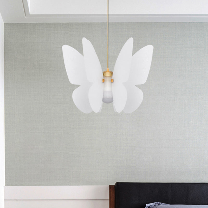 Butterfly Ceiling Hang Fixture Modern Acrylic Single Head Dinning Room Pendant Light Kit in White Clearhalo 'Ceiling Lights' 'Modern Pendants' 'Modern' 'Pendant Lights' 'Pendants' Lighting' 1865450