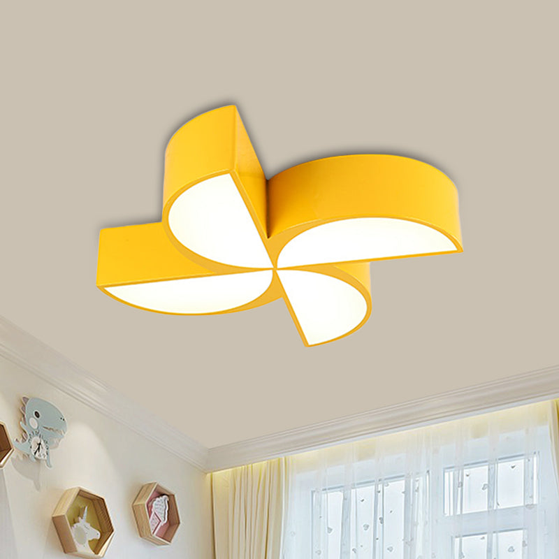 Windmill Baby Room Ceiling Mounted Lamp Acrylic LED Kids Flush Light Fixture in Red/Yellow/Blue Yellow Clearhalo 'Ceiling Lights' 'Close To Ceiling Lights' 'Close to ceiling' 'Flush mount' Lighting' 1865469