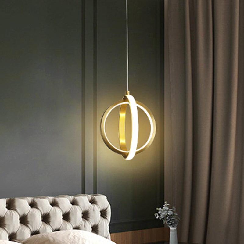 Gold Dual Ring Mini Pendant Light Kit Simplicity LED Metallic Down Lighting Pendant Clearhalo 'Ceiling Lights' 'Modern Pendants' 'Modern' 'Pendant Lights' 'Pendants' Lighting' 1865686