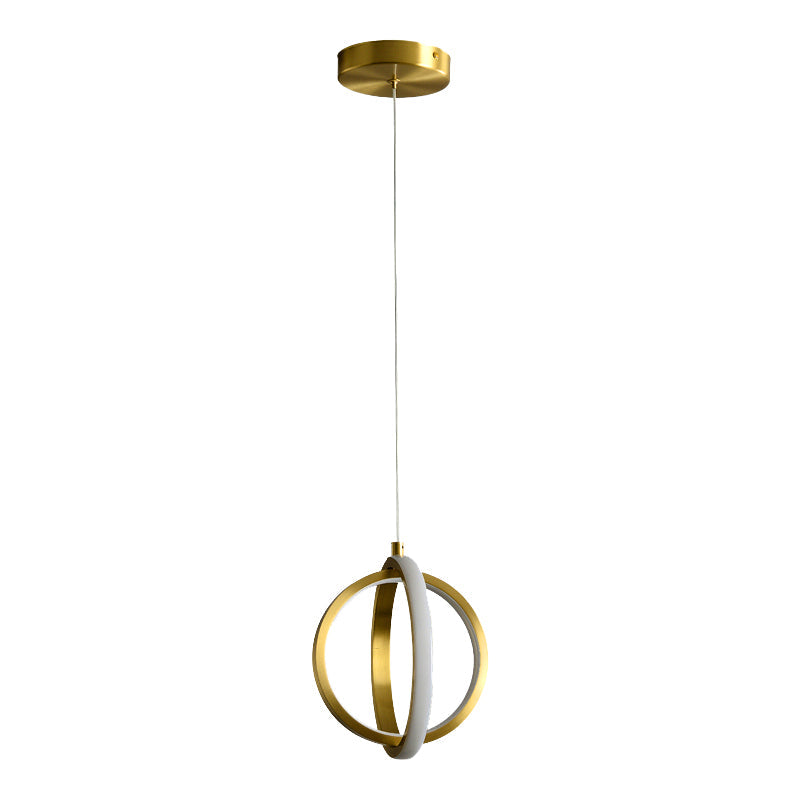 Gold Dual Ring Mini Pendant Light Kit Simplicity LED Metallic Down Lighting Pendant Clearhalo 'Ceiling Lights' 'Modern Pendants' 'Modern' 'Pendant Lights' 'Pendants' Lighting' 1865687