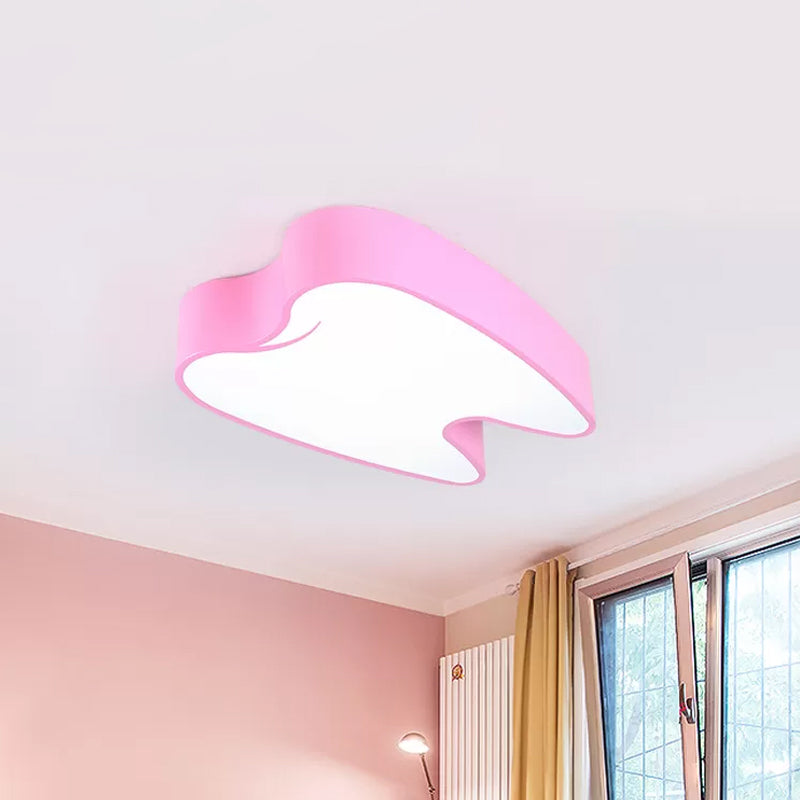 Tooth-Shaped Acrylic LED Flushmount Lighting Children Pink/Yellow Close to Ceiling Lamp Pink Clearhalo 'Ceiling Lights' 'Close To Ceiling Lights' 'Close to ceiling' 'Flush mount' Lighting' 1865693