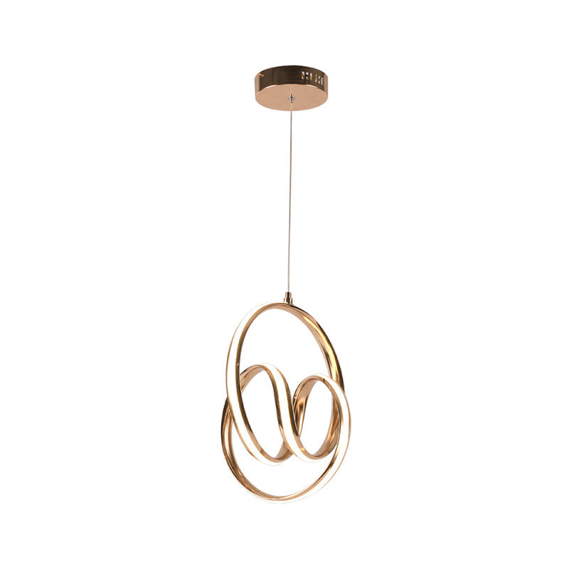 Twining Aluminum LED Pendant Lighting Simplicity Rose Gold Ceiling Suspension Lamp in Warm/White Light Clearhalo 'Ceiling Lights' 'Modern Pendants' 'Modern' 'Pendant Lights' 'Pendants' Lighting' 1865914