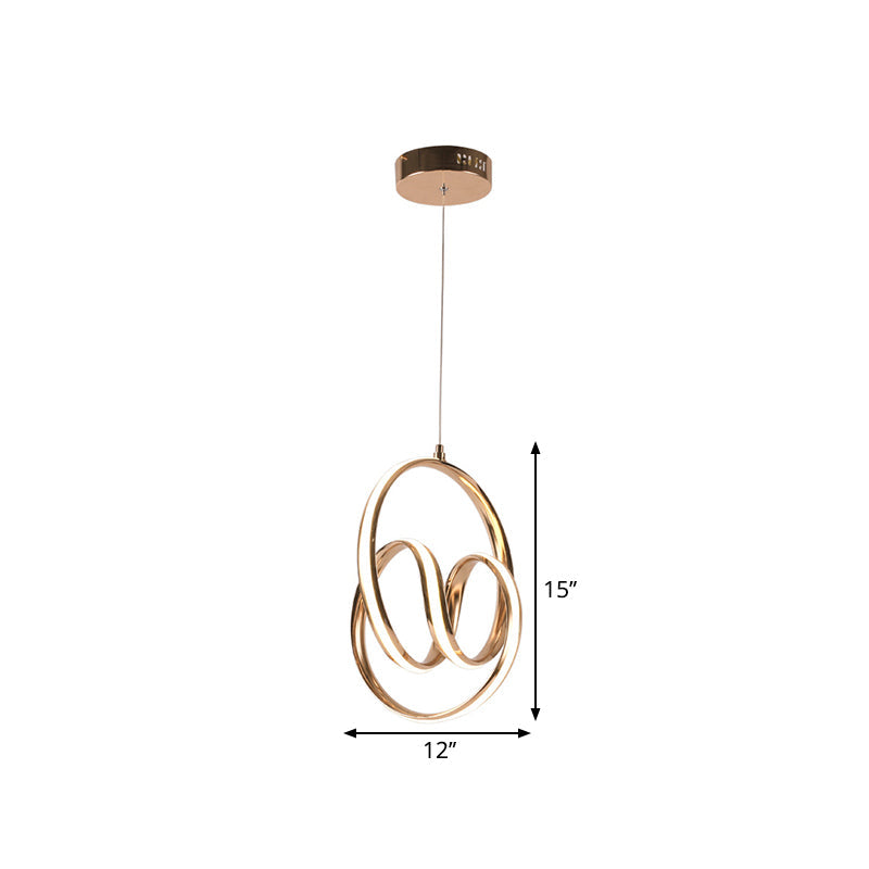 Twining Aluminum LED Pendant Lighting Simplicity Rose Gold Ceiling Suspension Lamp in Warm/White Light Clearhalo 'Ceiling Lights' 'Modern Pendants' 'Modern' 'Pendant Lights' 'Pendants' Lighting' 1865915