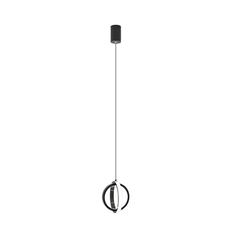 Contemporary LED Suspension Lighting Black/White Crossed Ring Down Mini Pendant with Metallic Shade in Warm/White Light Clearhalo 'Ceiling Lights' 'Modern Pendants' 'Modern' 'Pendant Lights' 'Pendants' Lighting' 1866432