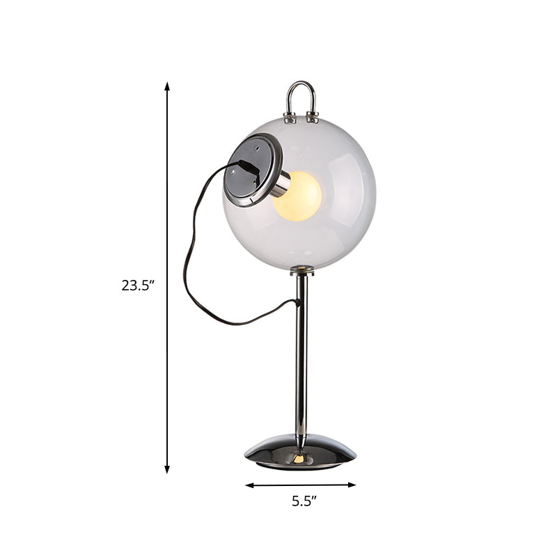 Contemporary Style 1 Light Table Lamp Chrome Global Table Light with Clear Glass Shade Clearhalo 'Lamps' 'Table Lamps' Lighting' 186658