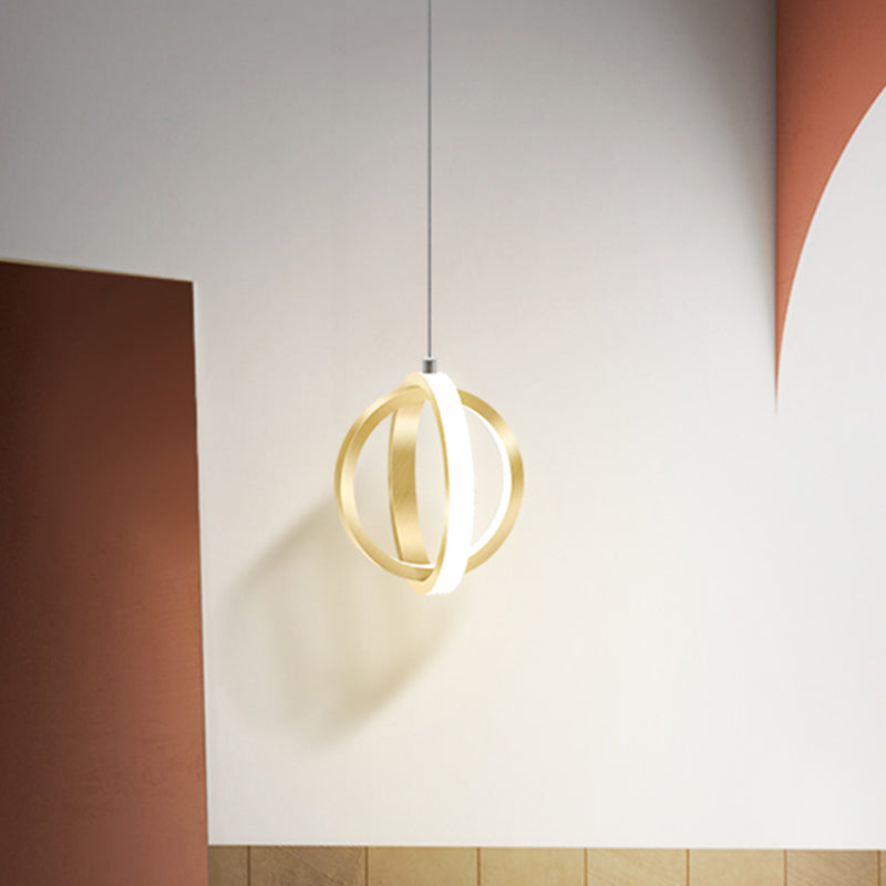 Aluminum Crossed Rings Drop Pendant Modern Style LED Pendulum Light in Gold over Dining Table Clearhalo 'Ceiling Lights' 'Modern Pendants' 'Modern' 'Pendant Lights' 'Pendants' Lighting' 1866634