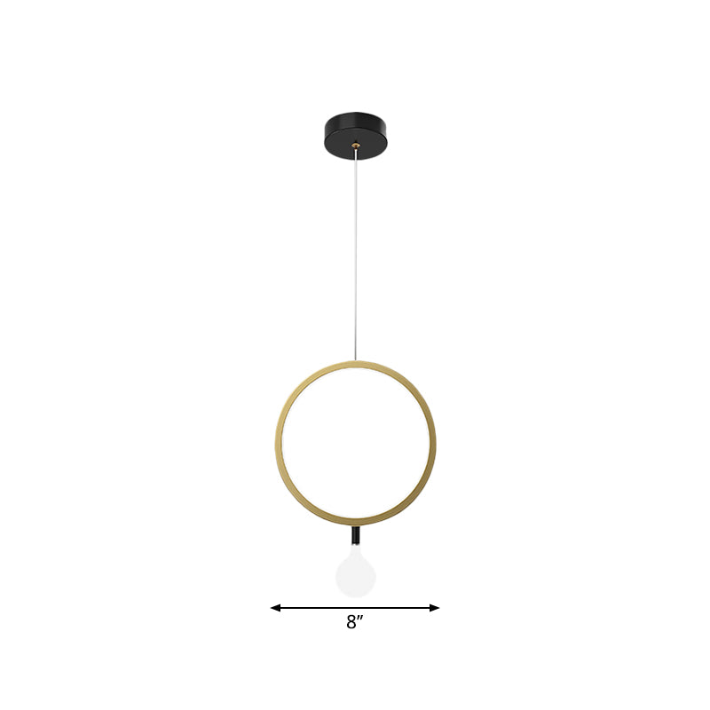 Round/Rhombus Bedside Pendant Lamp Aluminum Minimal LED Hanging Lamp in Brass with Ball Milk Glass Shade, Warm/White Light Clearhalo 'Ceiling Lights' 'Modern Pendants' 'Modern' 'Pendant Lights' 'Pendants' Lighting' 1866645