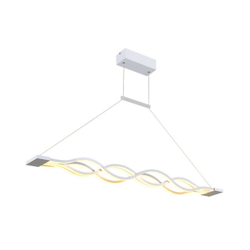 Wavy Line Island Lighting Ideas Minimalism Acrylic LED White Ceiling Pendant in Warm/White Light Clearhalo 'Ceiling Lights' 'Island Lights' Lighting' 1866710