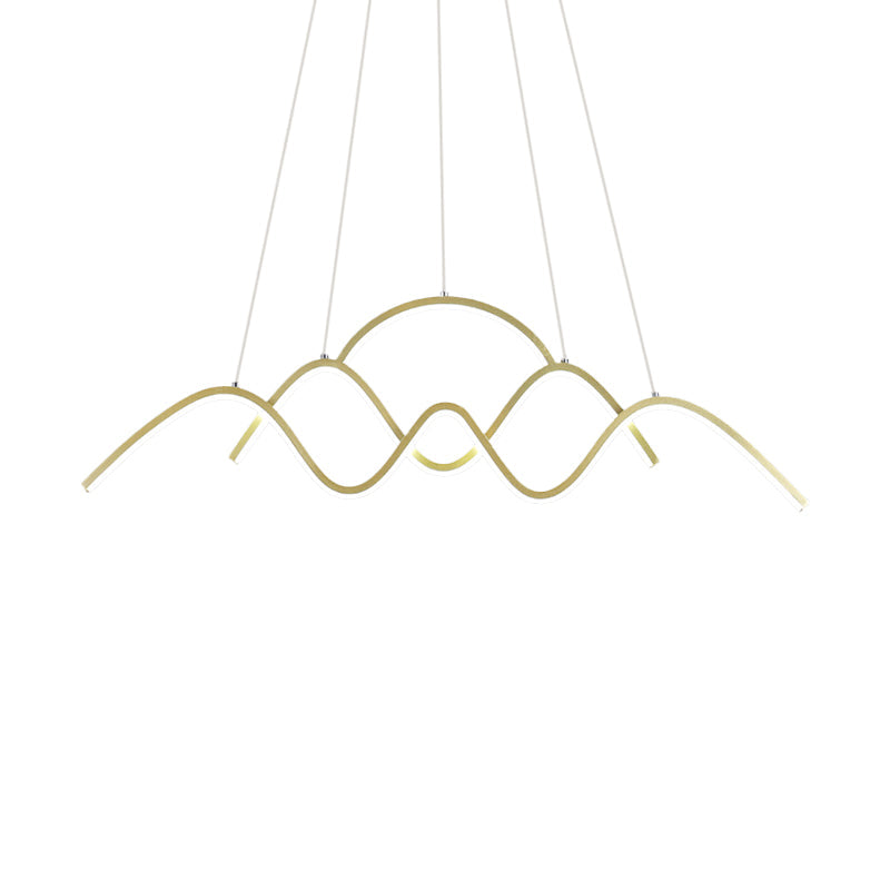 Wavy Island Lighting Ideas Modernist Metallic Gold Ceiling Hang Fixture in Warm/White Light Clearhalo 'Ceiling Lights' 'Island Lights' Lighting' 1866722