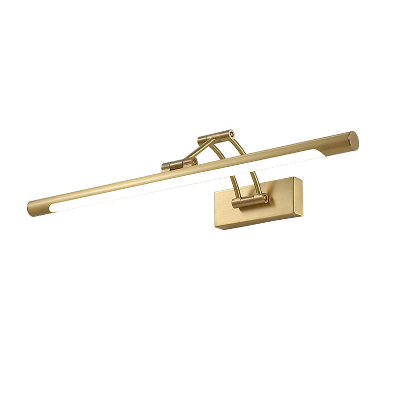 Swing Arm Wall Lamp Minimalism Metallic LED Brass Vanity Bar Light for Mirror Cabinet Clearhalo 'Cast Iron' 'Glass' 'Industrial' 'Modern wall lights' 'Modern' 'Tiffany' 'Traditional wall lights' 'Vanity Lights' 'Wall Lights' Lighting' 1867186