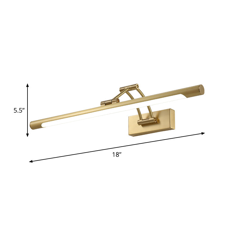 Swing Arm Wall Lamp Minimalism Metallic LED Brass Vanity Bar Light for Mirror Cabinet Clearhalo 'Cast Iron' 'Glass' 'Industrial' 'Modern wall lights' 'Modern' 'Tiffany' 'Traditional wall lights' 'Vanity Lights' 'Wall Lights' Lighting' 1867188