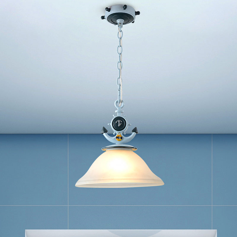 Coastal Column/Flared Pendant Light Frosted Glass 5