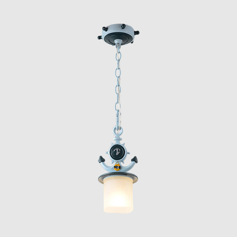 Coastal Column/Flared Pendant Light Frosted Glass 5