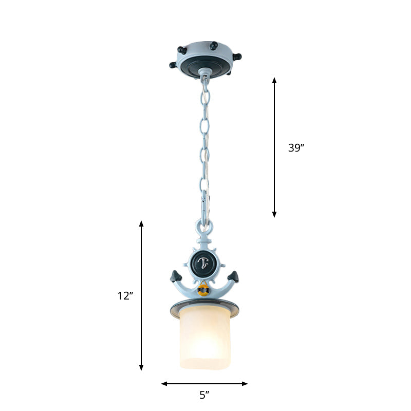 Coastal Column/Flared Pendant Light Frosted Glass 5