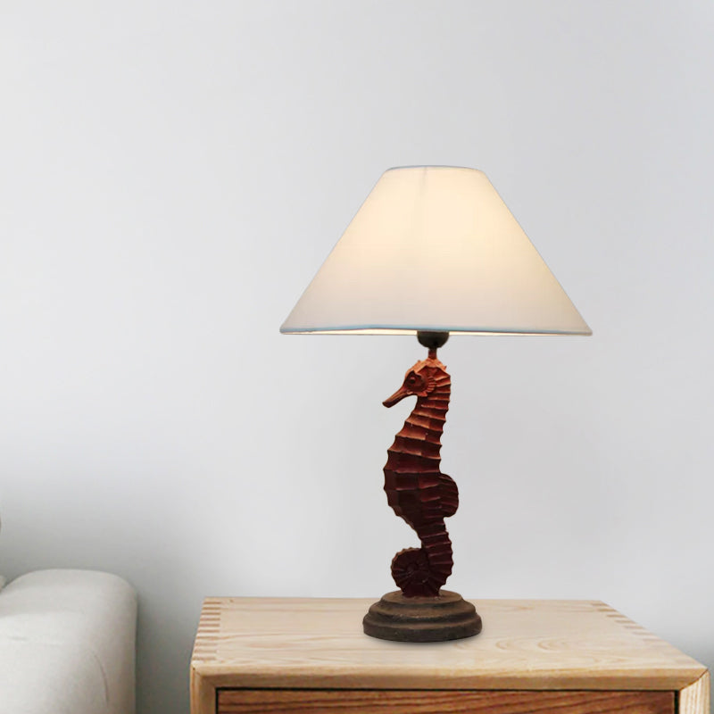 Seahorse Base Bedchamber Nightstand Lamp Resin Single Bulb Children Shaded Table Light in Dark Blue/Sky Blue/Red Red Clearhalo 'Lamps' 'Table Lamps' Lighting' 1867506