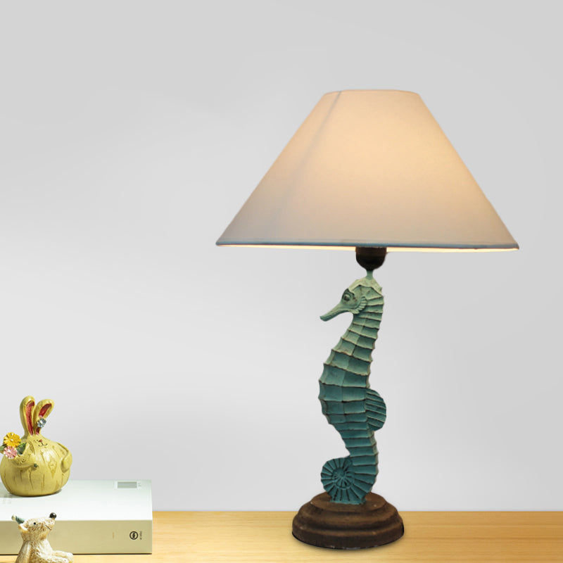 Seahorse Base Bedchamber Nightstand Lamp Resin Single Bulb Children Shaded Table Light in Dark Blue/Sky Blue/Red Sky Blue Clearhalo 'Lamps' 'Table Lamps' Lighting' 1867510