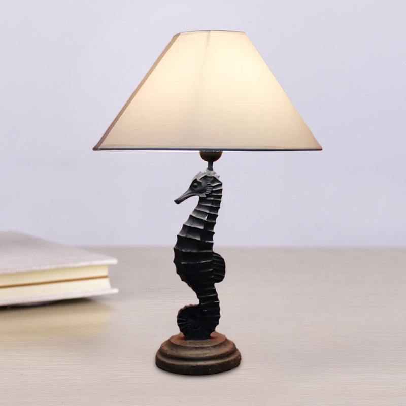 Seahorse Base Bedchamber Nightstand Lamp Resin Single Bulb Children Shaded Table Light in Dark Blue/Sky Blue/Red Dark Blue Clearhalo 'Lamps' 'Table Lamps' Lighting' 1867514