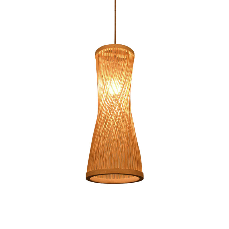 Hourglass Bamboo Suspension Pendant Loft Style 1 Light 6