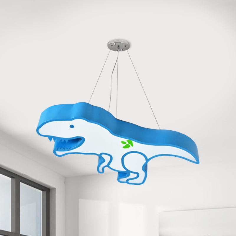 Cartoon Pterosaur/Tyrannosaurus Chandelier Kids Acrylic Pink/Blue LED Hanging Light Fixture Clearhalo 'Ceiling Lights' 'Chandeliers' Lighting' options 1868156