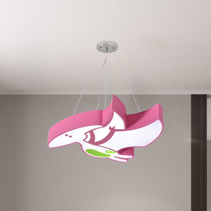 Cartoon Pterosaur/Tyrannosaurus Chandelier Kids Acrylic Pink/Blue LED Hanging Light Fixture Clearhalo 'Ceiling Lights' 'Chandeliers' Lighting' options 1868160