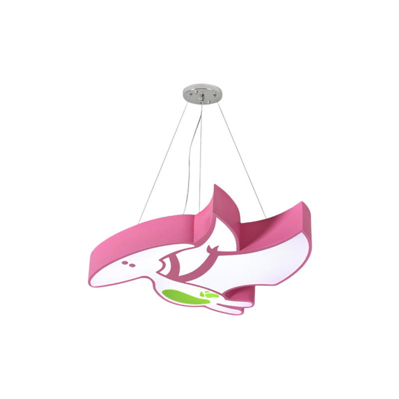 Cartoon Pterosaur/Tyrannosaurus Chandelier Kids Acrylic Pink/Blue LED Hanging Light Fixture Clearhalo 'Ceiling Lights' 'Chandeliers' Lighting' options 1868162