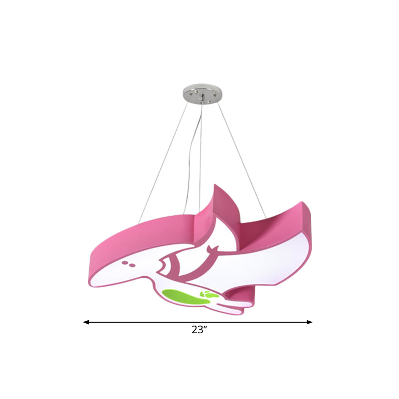 Cartoon Pterosaur/Tyrannosaurus Chandelier Kids Acrylic Pink/Blue LED Hanging Light Fixture Clearhalo 'Ceiling Lights' 'Chandeliers' Lighting' options 1868163