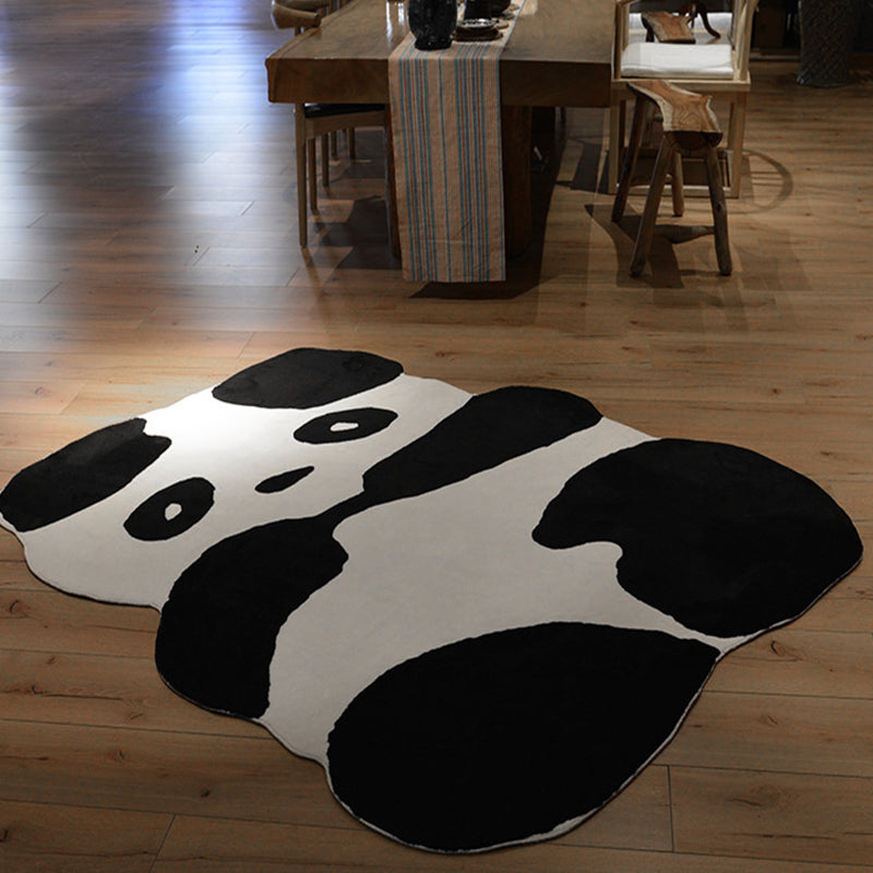 Black Panda Pattern Rug Polyester Kids Rug Washable Non-Slip Pet Friendly Carpet for Living Room Clearhalo 'Area Rug' 'Rug' 1868428