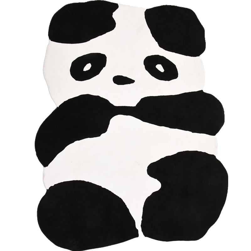 Black Panda Pattern Rug Polyester Kids Rug Washable Non-Slip Pet Friendly Carpet for Living Room Clearhalo 'Area Rug' 'Rug' 1868429