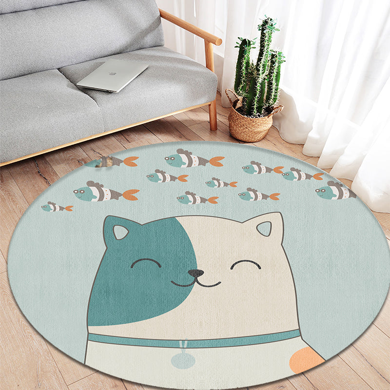 Multicolor Animal Pattern Area Rug Polyester Kids Rug Washable Anti-Slip Backing Rug for Child's Room Aqua Clearhalo 'Area Rug' 'Rug' 1868609